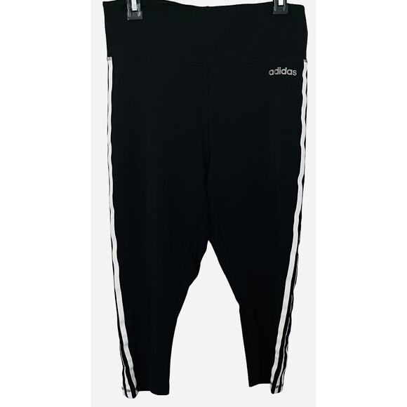 ADIDAS CLIMALITE HI-RISE STRT LEG ACTIVEWEAR LEGGINGS, WOMENS, L, BLACK & WHITE - Picture 1 of 10